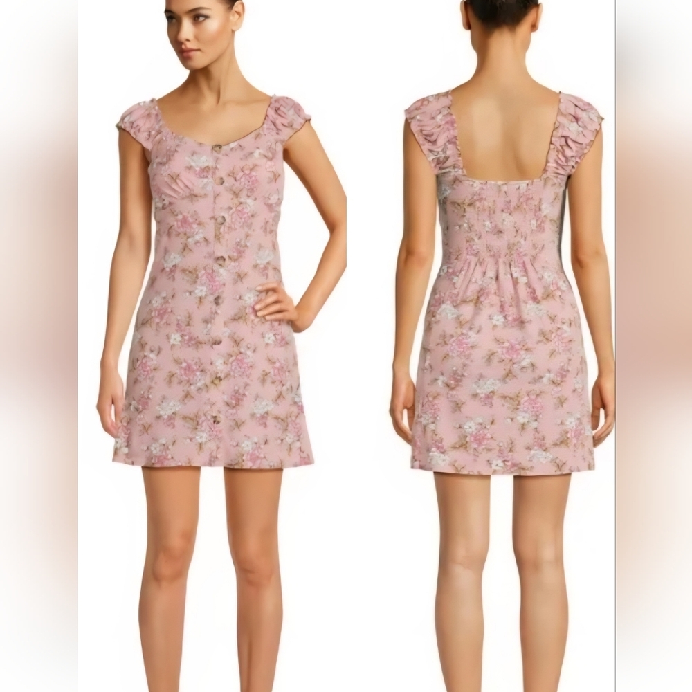 Y2K No Boundaries Juniors Button Front Floral Print Mini Dress Cottagecore ~XXXL